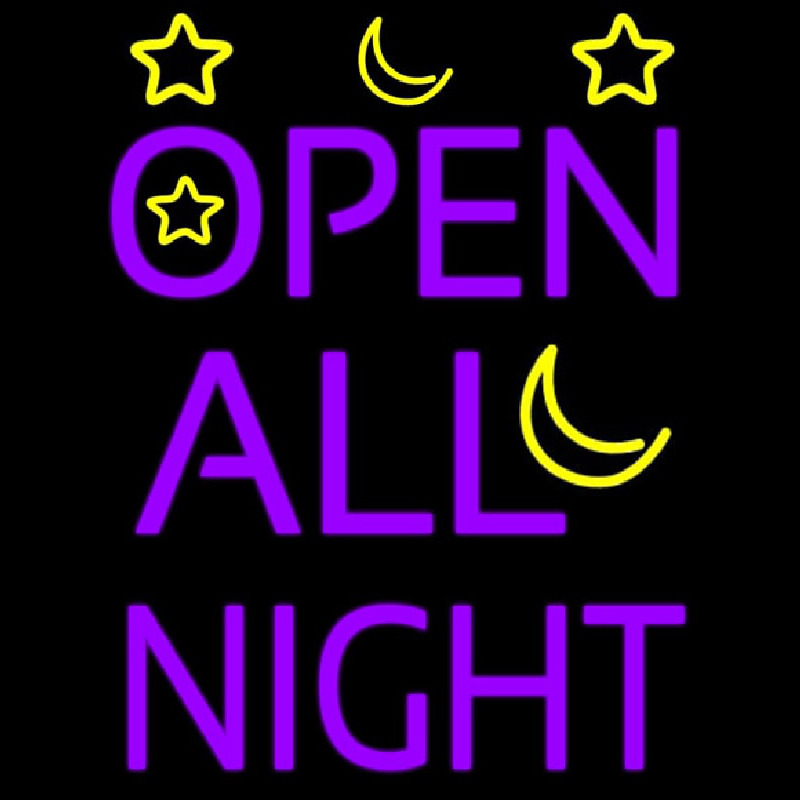 Open All Night Neonskylt