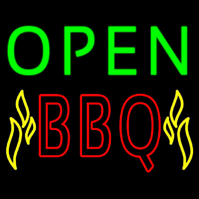 Open Bbq Red Neonskylt