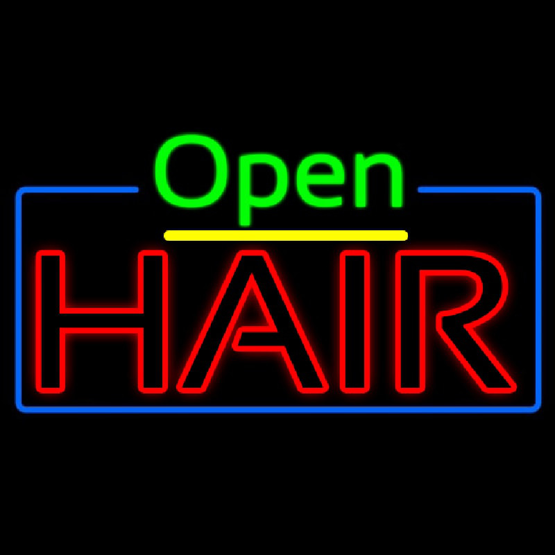 Open Double Stroke Hair Neonskylt