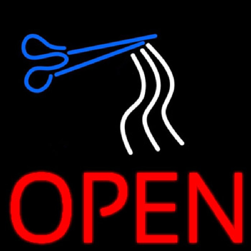 Open Haircut Neonskylt