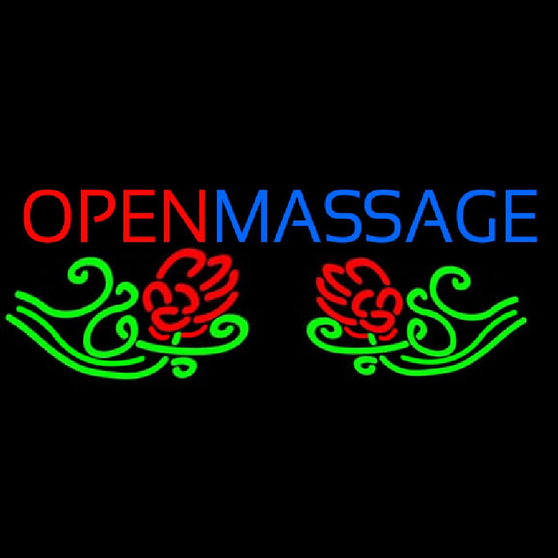 Open Massage Neonskylt