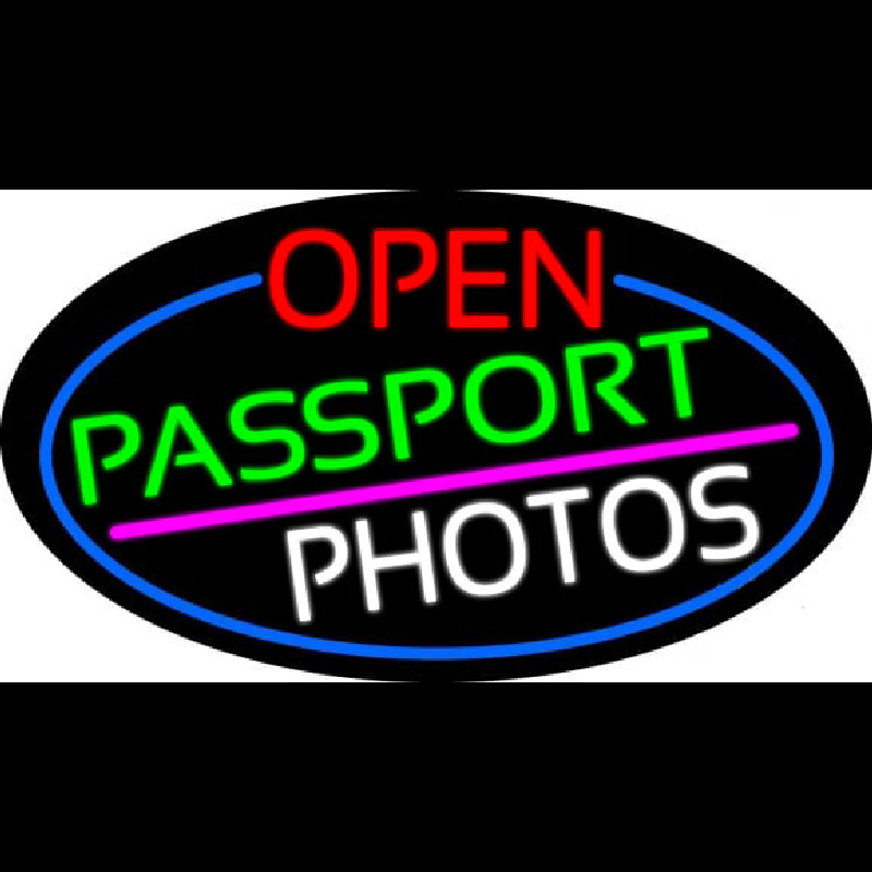 Open Passport Photos Oval With Blue Border Neonskylt