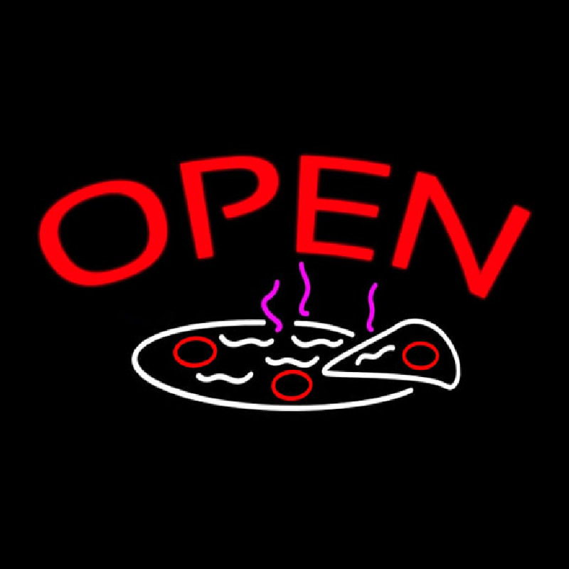 Open Pizza Neonskylt