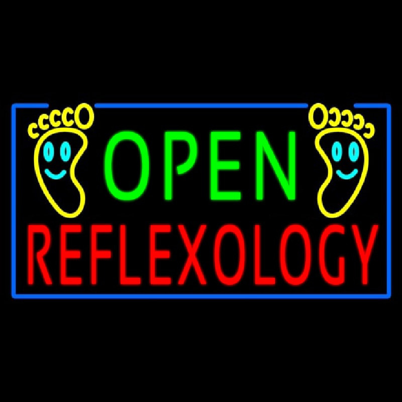 Open Refle ology Neonskylt