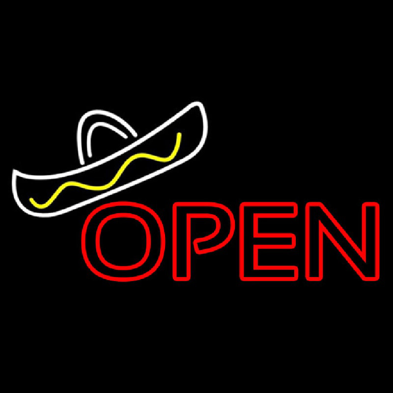 Open Sombrero Neonskylt