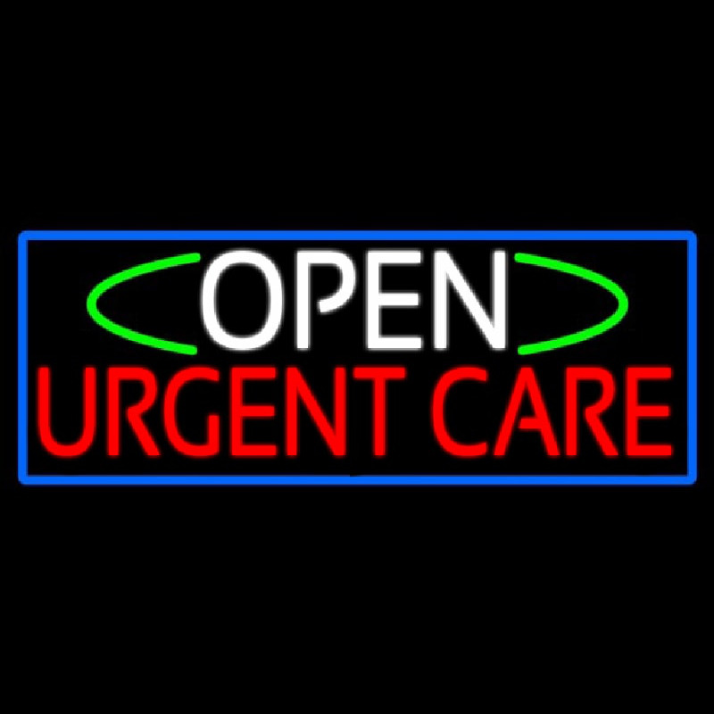 Open Urgent Care With Blue Border Neonskylt