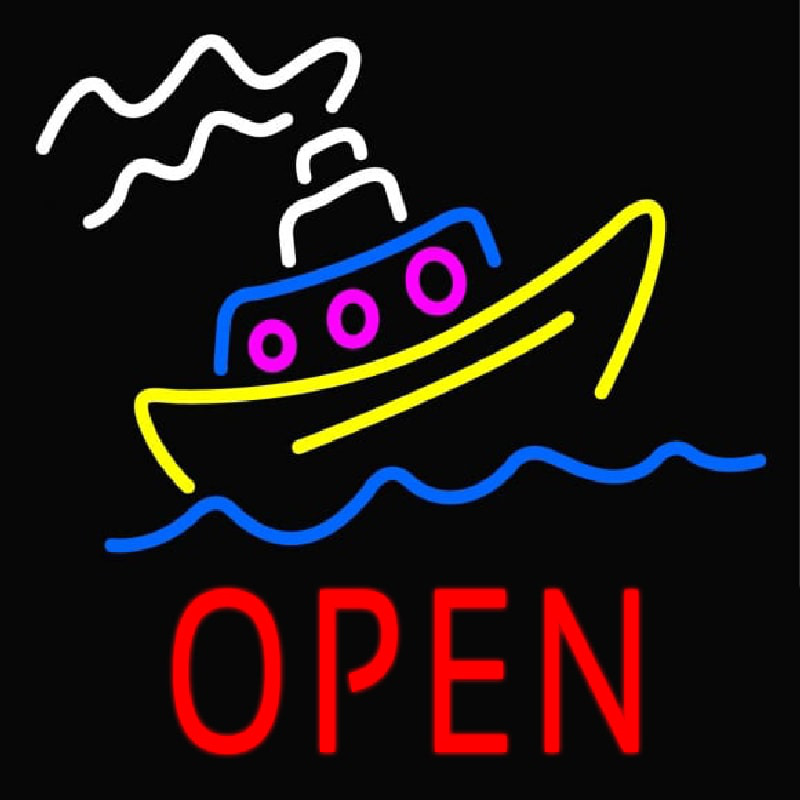 Open With Boat Neonskylt