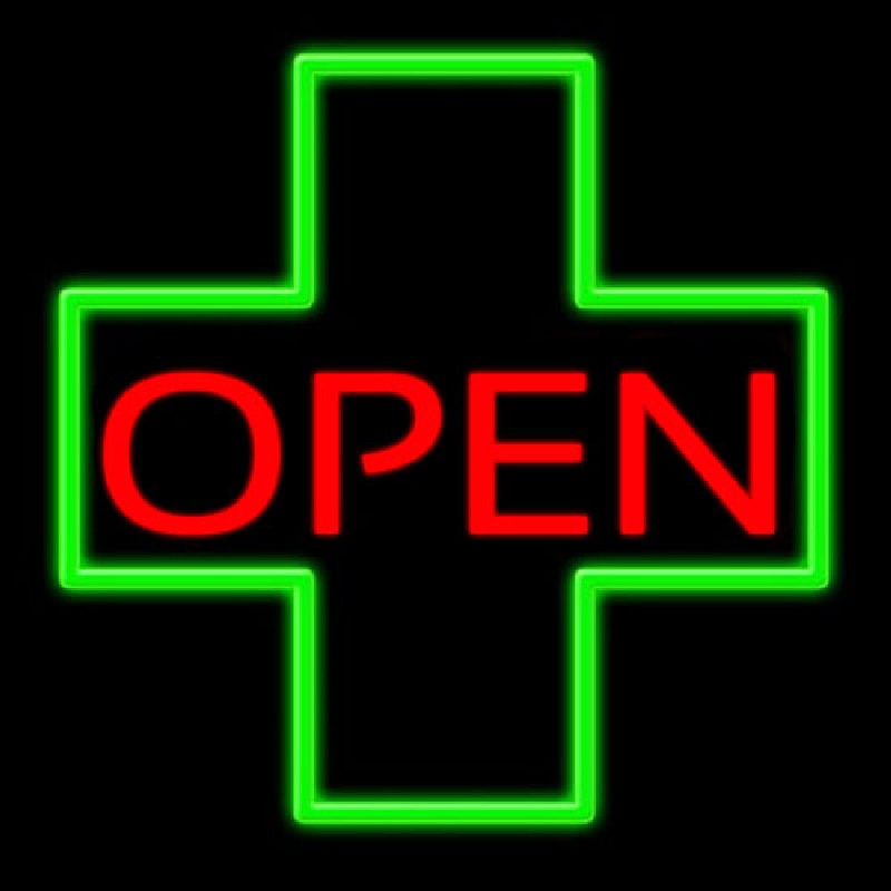 Open With Cross Logo Neonskylt