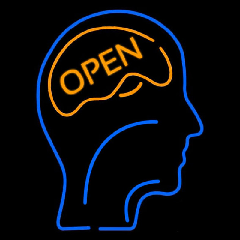 Open With Man Head Neonskylt