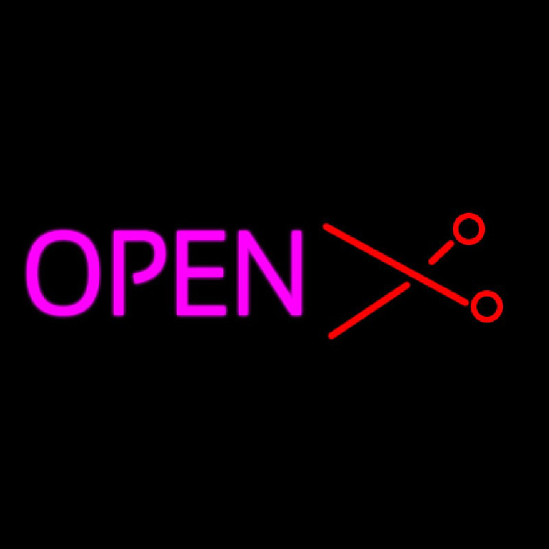 Open With Scissor Logo Neonskylt