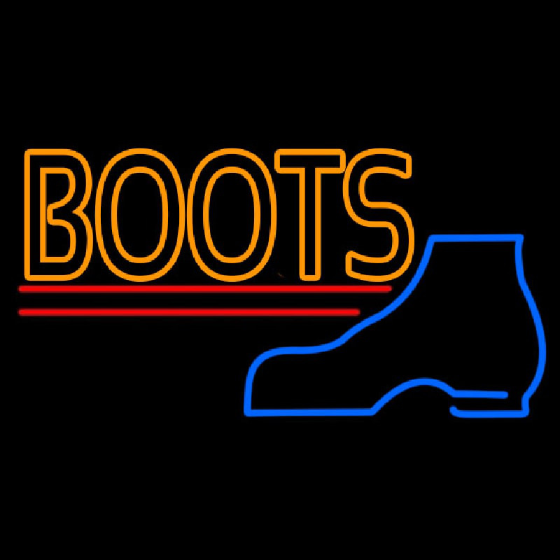 Orange Double Stroke Boots Neonskylt