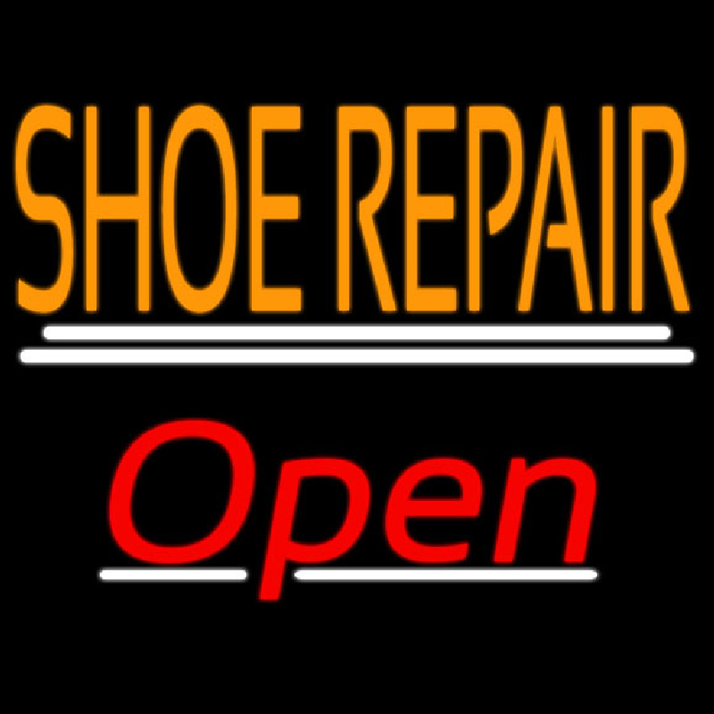 Orange Shoe Repair Open With Line Neonskylt