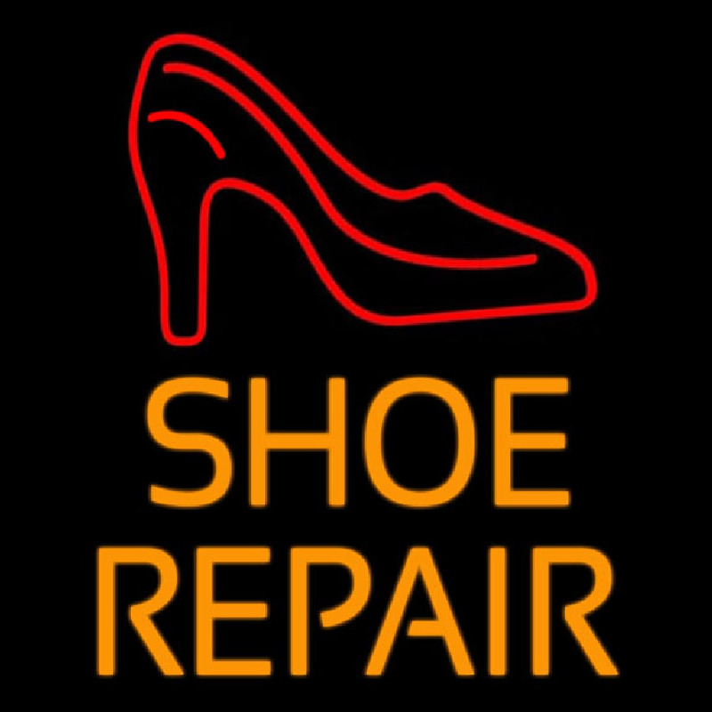 Orange Shoe Repair With Sandal Neonskylt