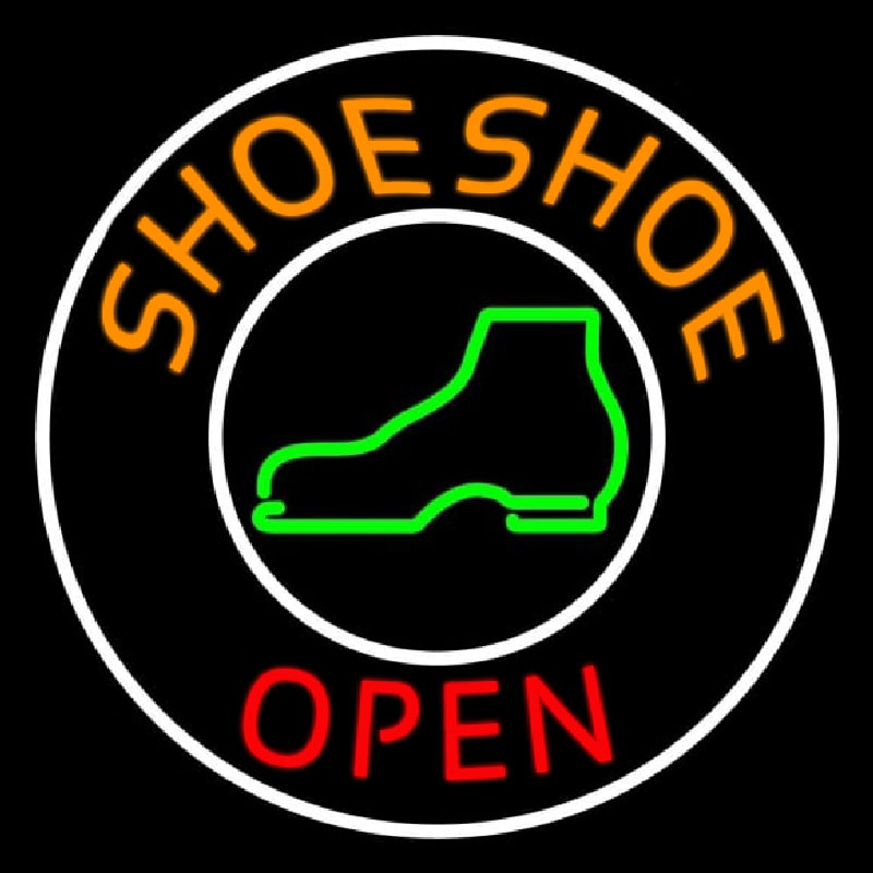 Orange Shoe Shop Open Neonskylt