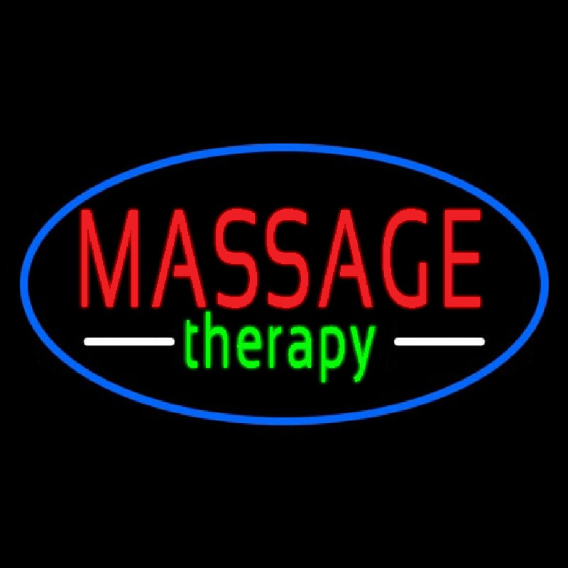 Oval Massage Therapy Blue Border Neonskylt ️ ®