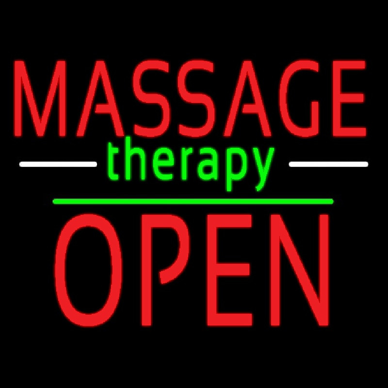 Oval Massage Therapy Open Neonskylt