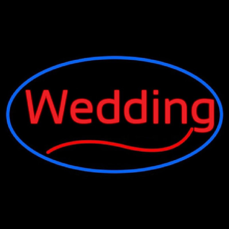 Oval Wedding Cursive Neonskylt