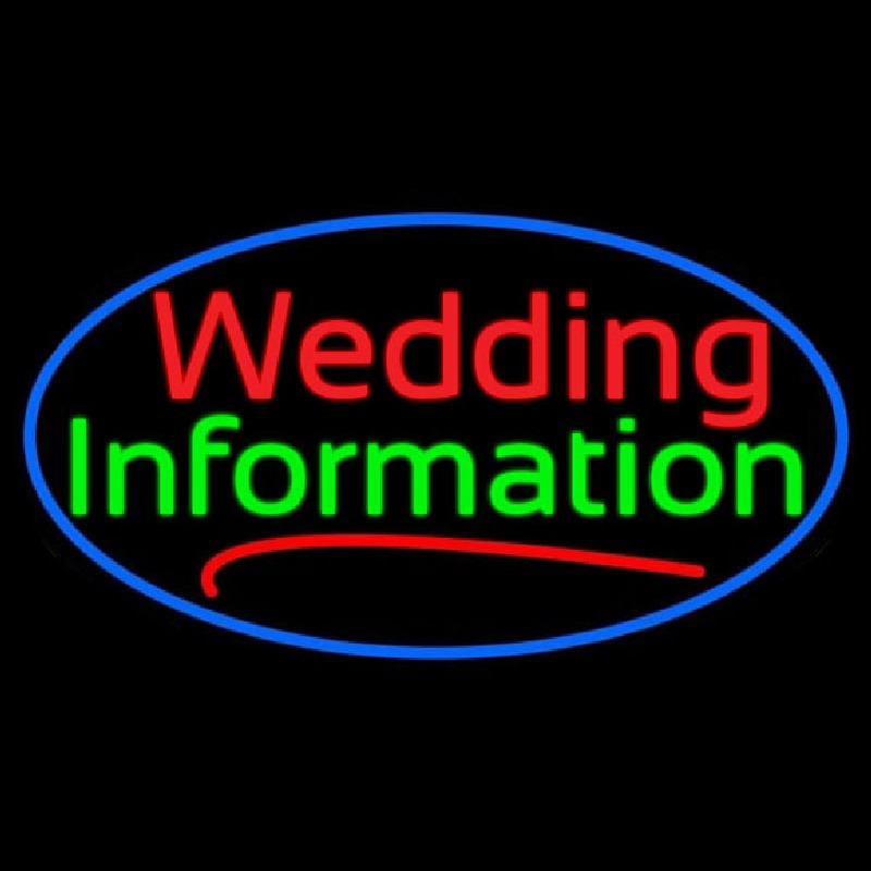 Oval Wedding Information Neonskylt