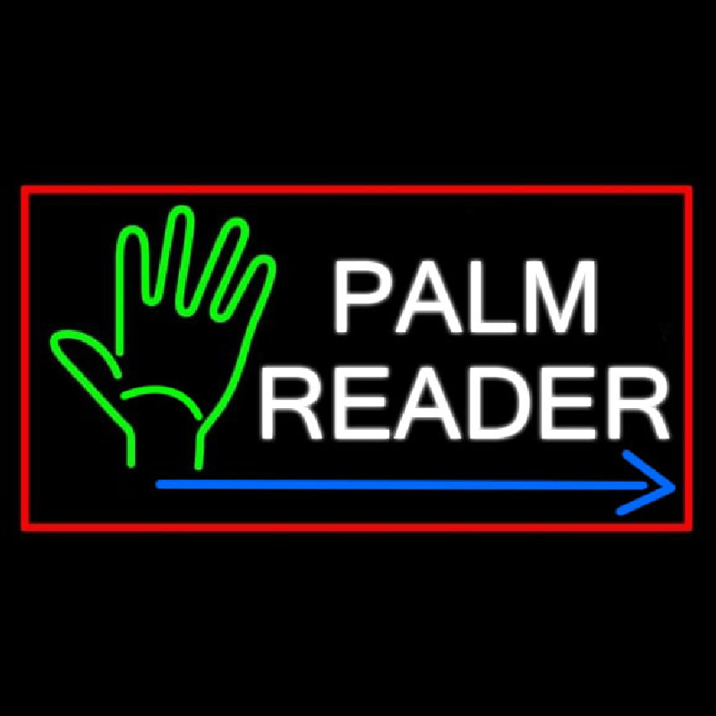 Palm Reader Arrow Red Border Neonskylt