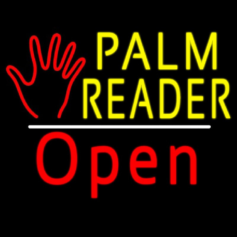 Palm Reader Logo Open White Line Neonskylt