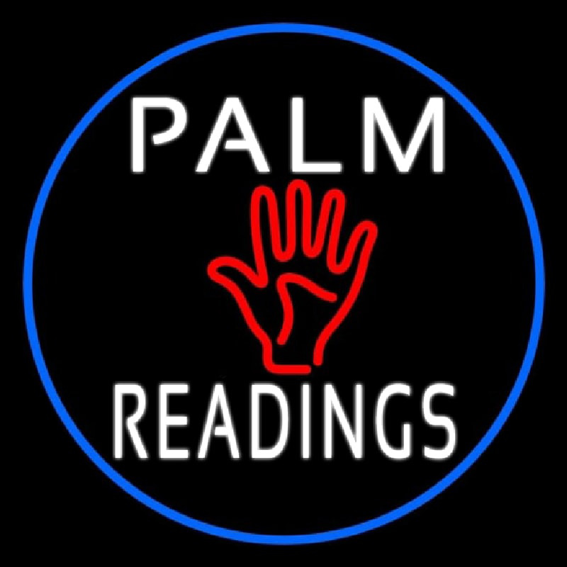 Palm Readings With Palm Blue Border Neonskylt