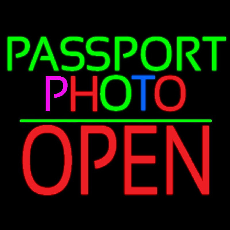 Passport Multi Color Photo With Open 1 Neonskylt