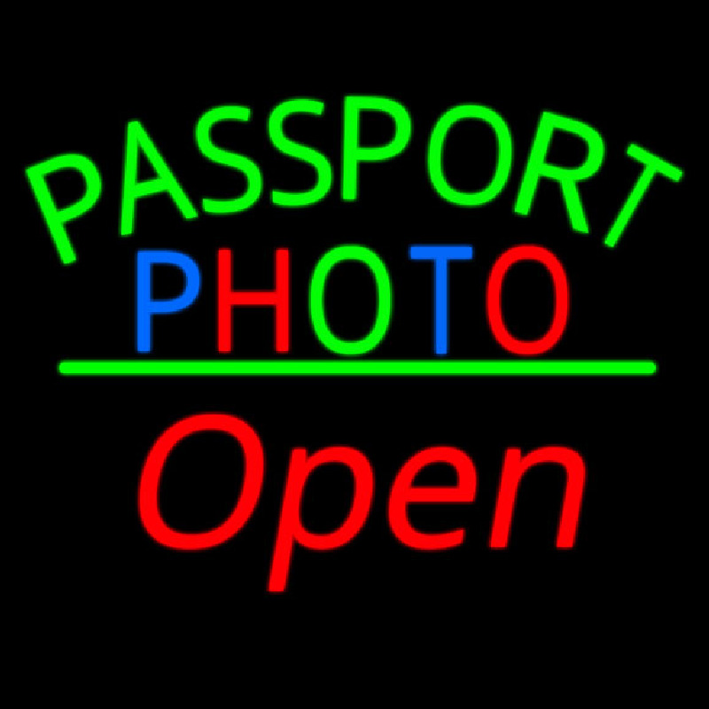 Passport Multi Color Photo With Open 2 Neonskylt