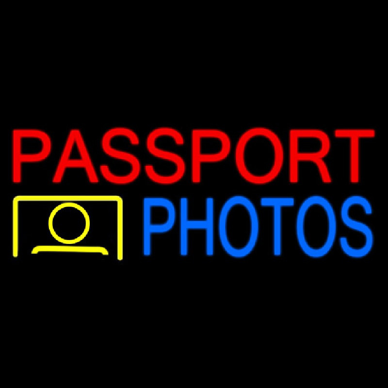 Passport Photos Block Logo Neonskylt