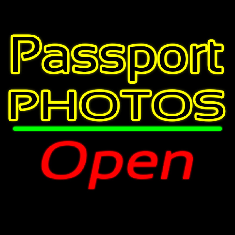 Passport Photos Block With Open 2 Neonskylt