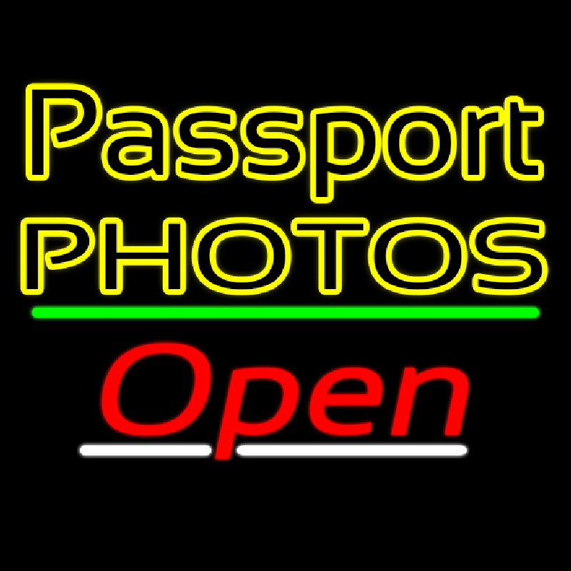 Passport Photos Block With Open 3 Neonskylt