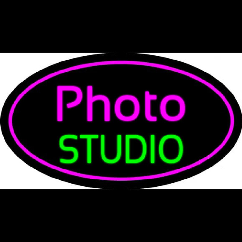 Photo Studio Purple Oval Neonskylt