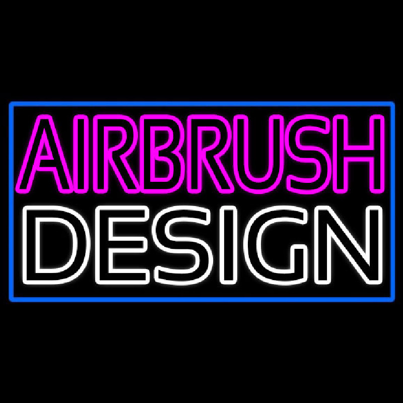 Pink Airbrush Design With Blue Border Neonskylt