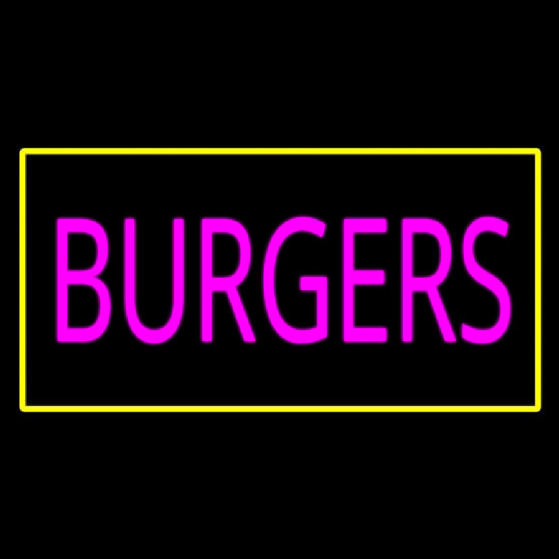 Pink Burgers Rectangle Yellow Neonskylt