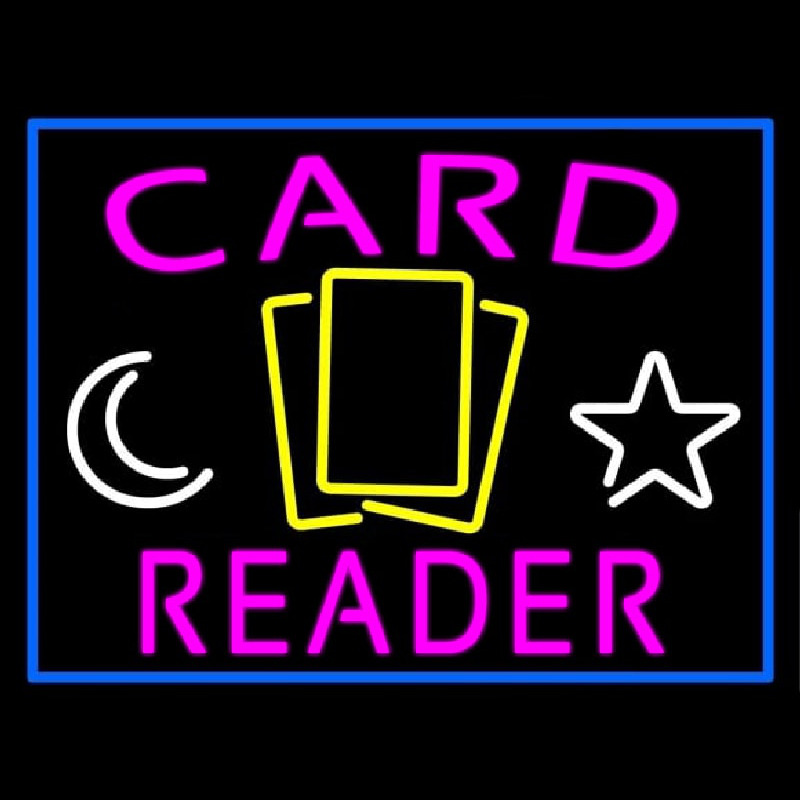 Pink Card Reader Blue Border Neonskylt