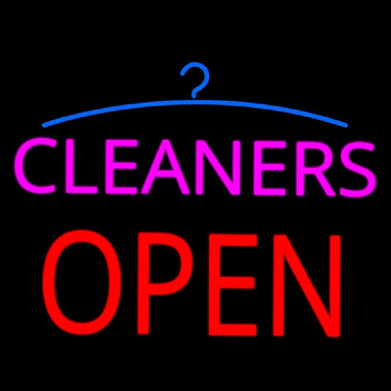 Pink Cleaners Block Open Neonskylt