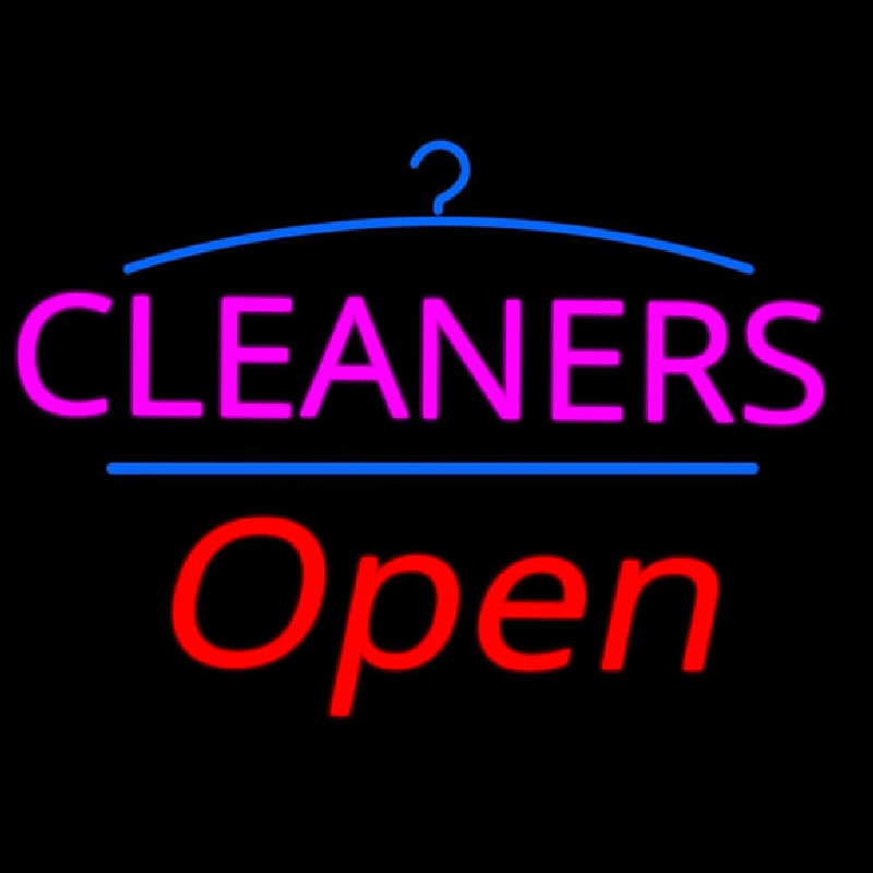 Pink Cleaners Logo Open Neonskylt