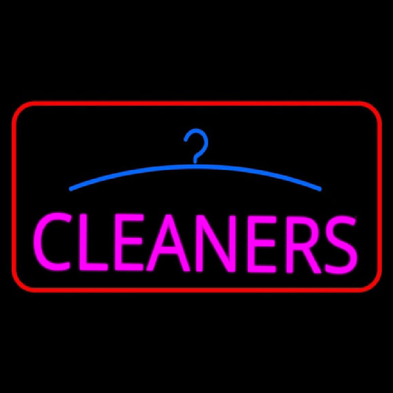 Pink Cleaners Logo Red Border Neonskylt