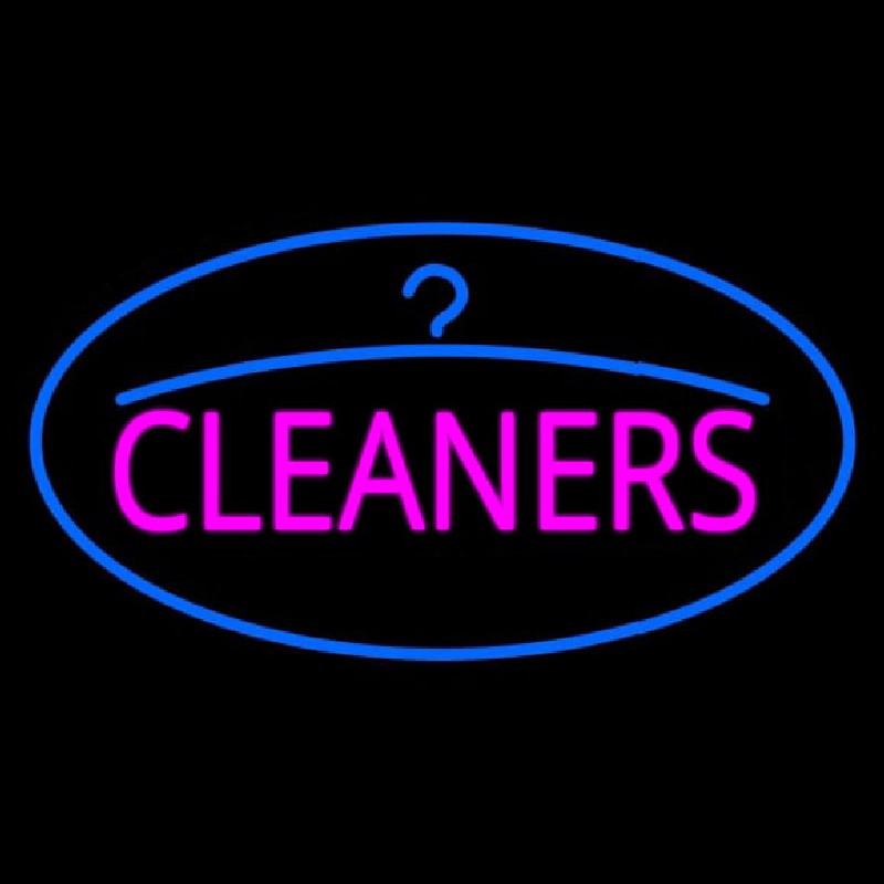 Pink Cleaners Oval Blue Logo Neonskylt