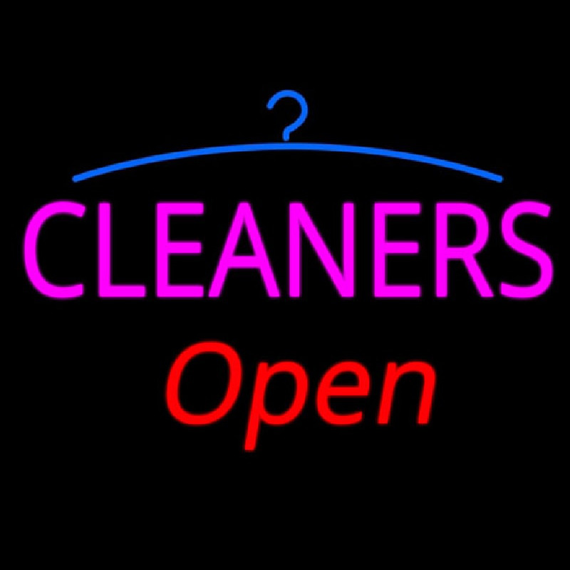 Pink Cleaners Red Open Logo Neonskylt