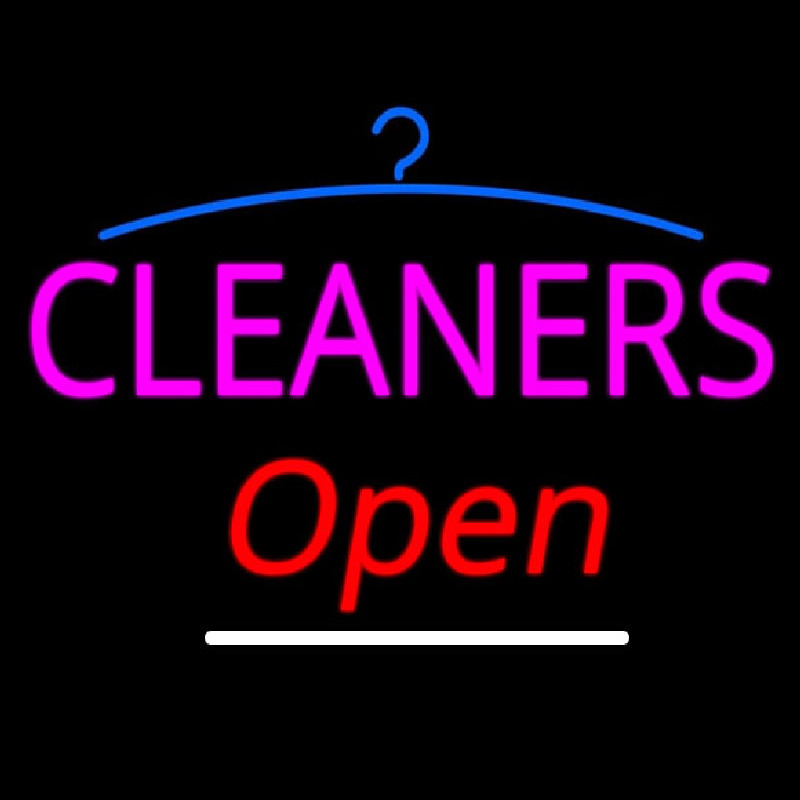 Pink Cleaners Slant Open Logo Neonskylt