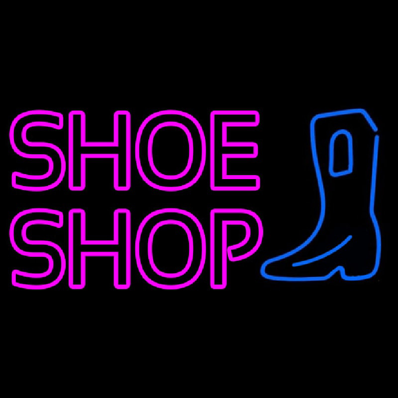 Pink Double Stroke Shoe Shop Neonskylt