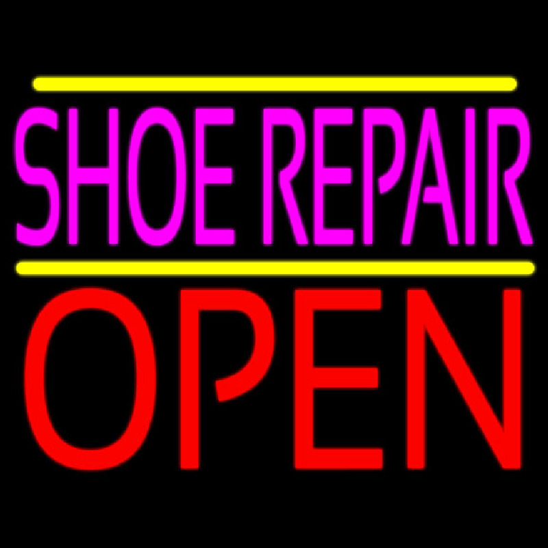 Pink Shoe Repair Open Neonskylt