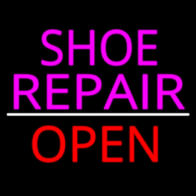 Pink Shoe Repair Open With Line Neonskylt