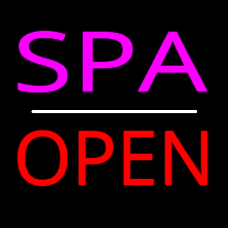 Pink Spa White Line Red Open Neonskylt