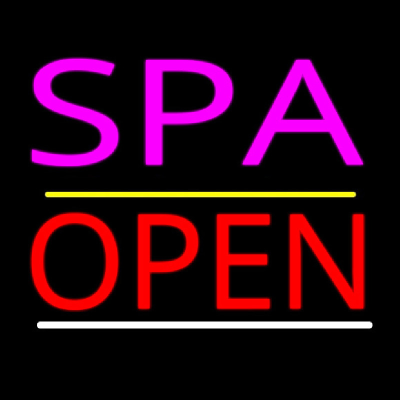 Pink Spa Yellow Line Red Open Neonskylt