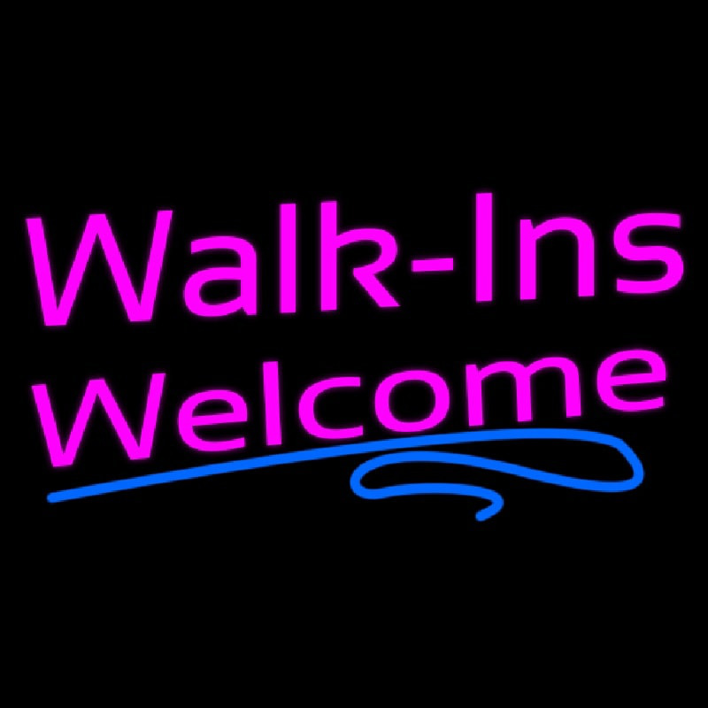 Pink Walk Ins Welcome Blue Lines Neonskylt