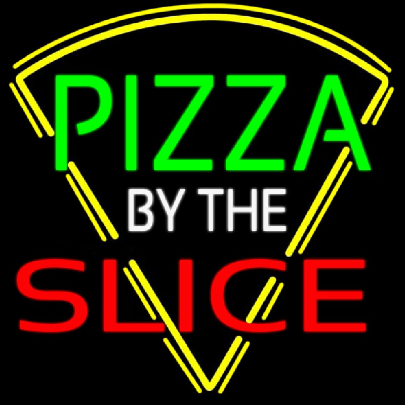 Pizza By The Slice Logo Neonskylt