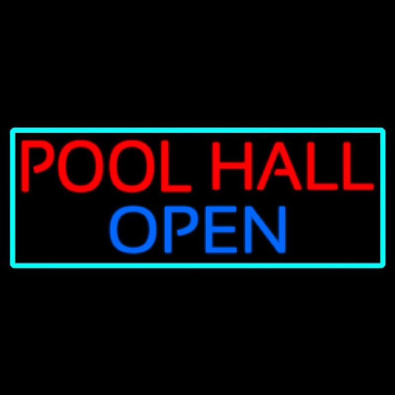 Pool Hall Open With Turquoise Neonskylt