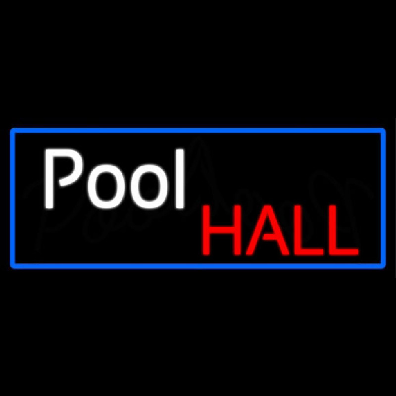 Pool Hall With Blue Border Neonskylt