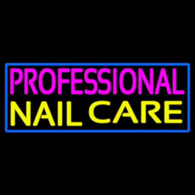 Professional Nail Care With Blue Border Neonskylt